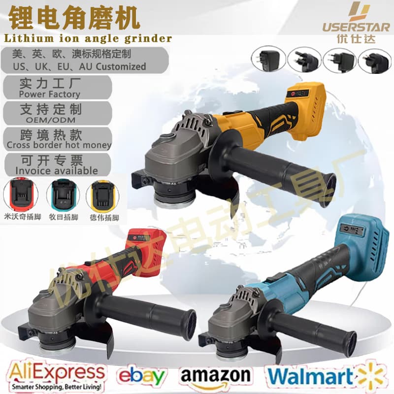 New cross-border e-commerce product: 21V electric lithium-ion angle grinder, Dewei Makita Miwochi model angle grinder wholesale.