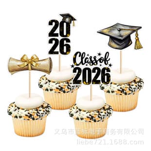 Cross-border Graduation Theme Party Cake Topper Class of 2026 Graduation Cap Cupcake Insert