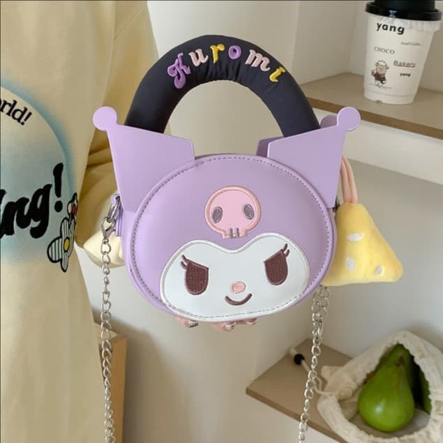 Japanese Cute Purple Monster Kids Chain Backpack Handbag Cartoon Sweet Girl Shoulder Crossbody Bag