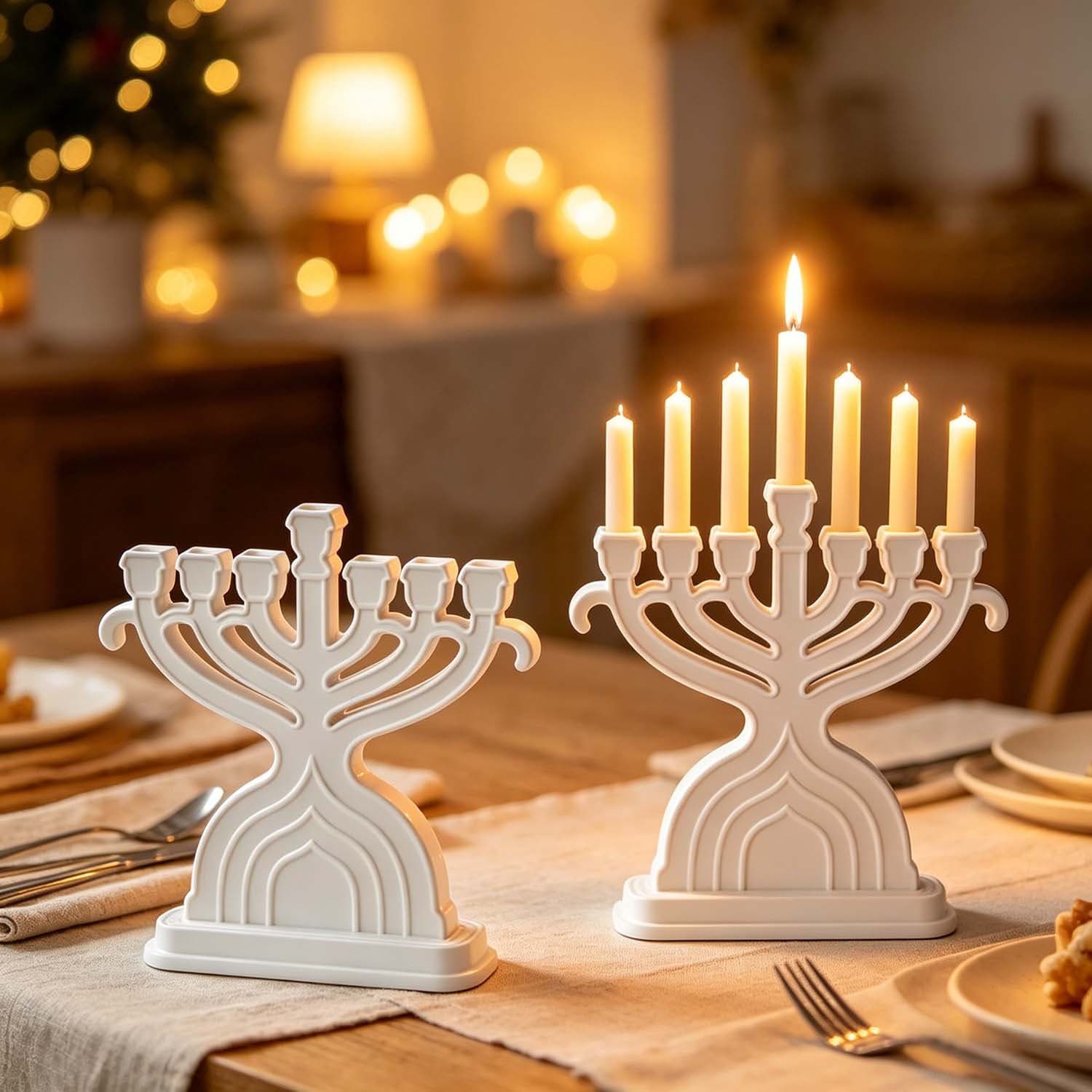 Baijiaxing diy seven-head three-dimensional candlestick silicone mold European lampstand base aromatherapy candle gypsum glue mold