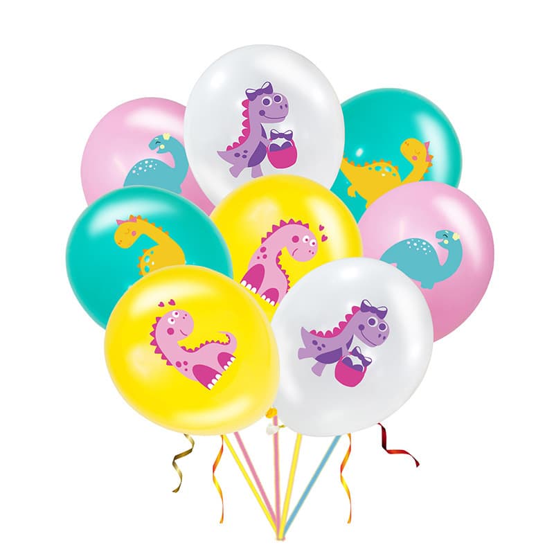 Pink Dinosaur Theme Baby Birthday Party Decoration Layout Scene 12 Inch Latex Balloon Set