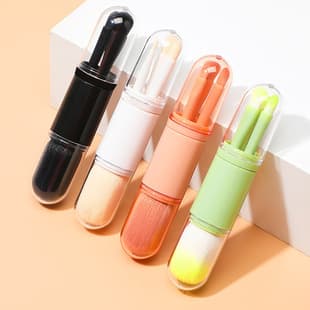 Cross-Border Hot Selling 4-in-1 Telescopic Makeup Brush Multifunctional Soft Bristle Loose Powder Blush Eyeshadow Brush Makeup Tool Set In Stock