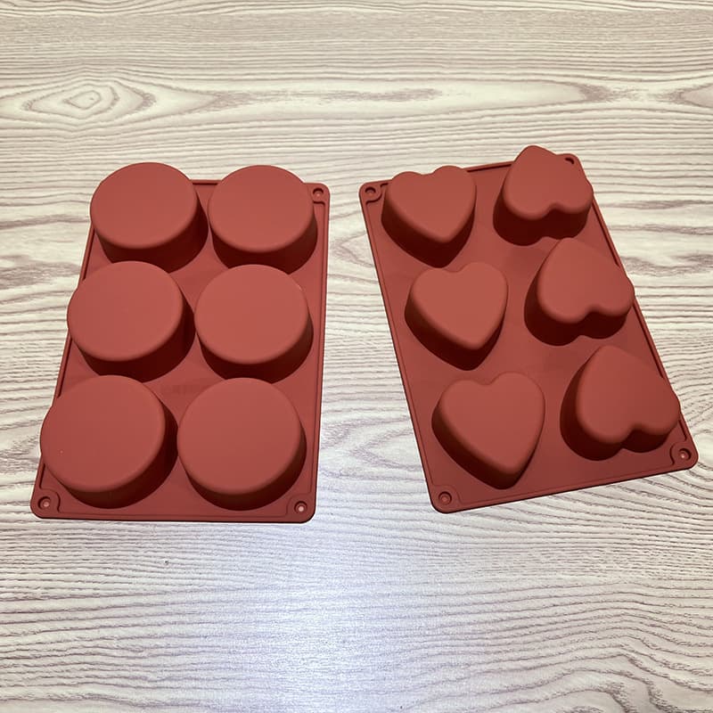 In Stock Thickened 6-Cavity Round Cup Heart Silicone Cake Mold Muffin Cup Cylinder Dessert Pudding Mold Candle Mold