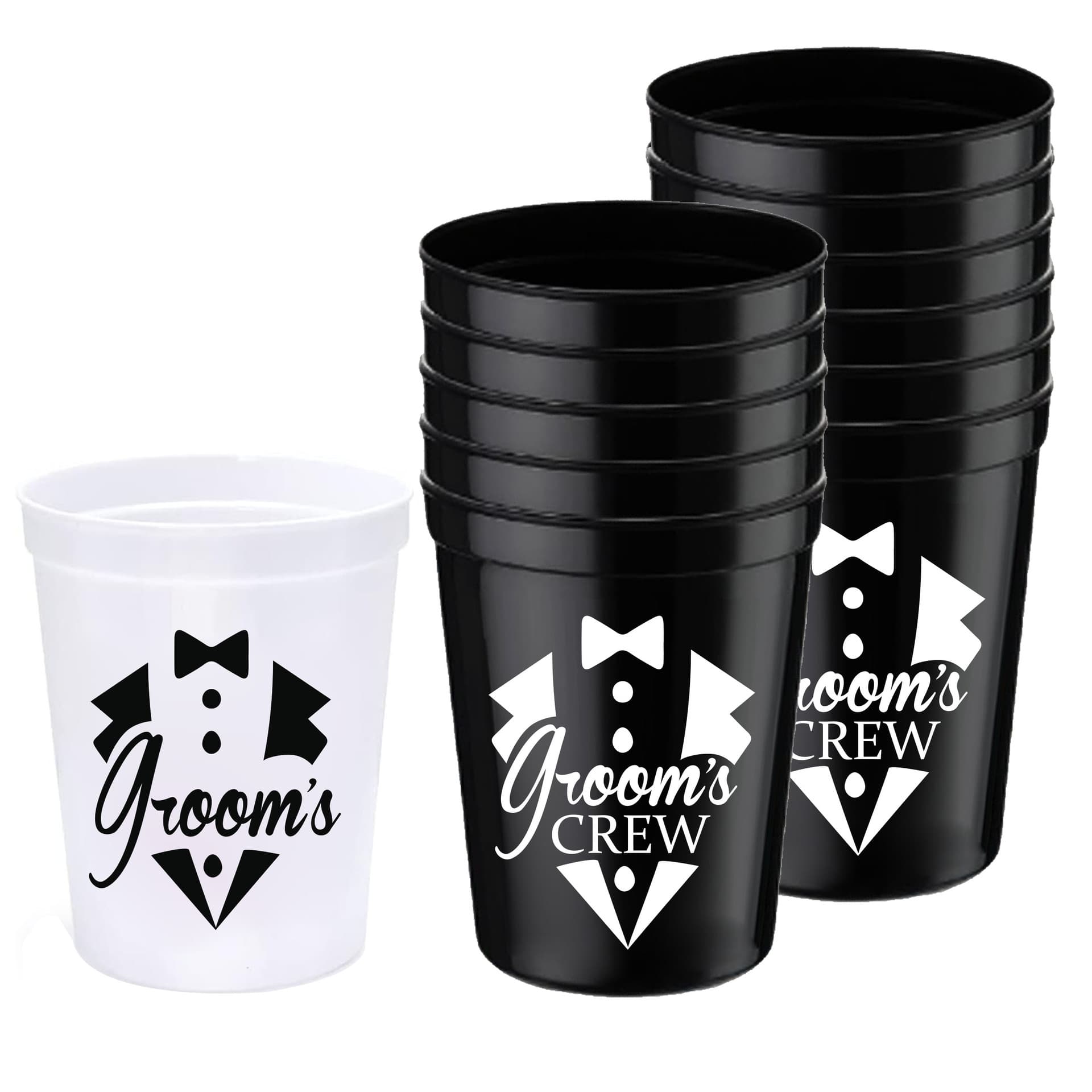 Reusable plastic cups for groom parties, weddings, bachelor parties, and more. Wholesale available.