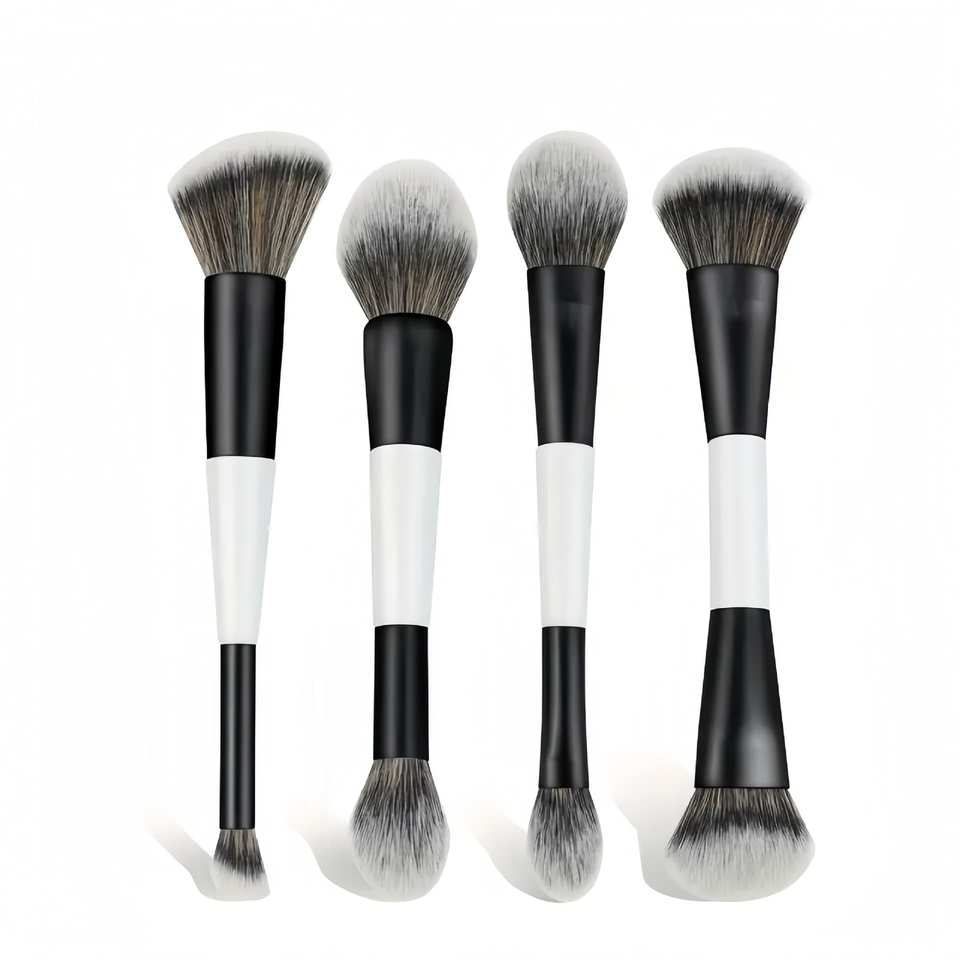 Cross-border popular makeup brush set portable F series black and white double-ended powder brush eye shadow brush 4 pieces foreign trade spot