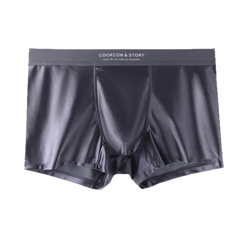 Luxury Satin Men's Ice Silk Underwear Premium Bare-Feel Fashion Boxer Briefs Antibacterial Mulberry Silk Crotch Shorts Wholesale