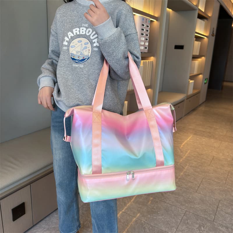 New colorful portable fitness bag outdoor sports leisure swimming training bag yoga bag women's large capacity luggage bag