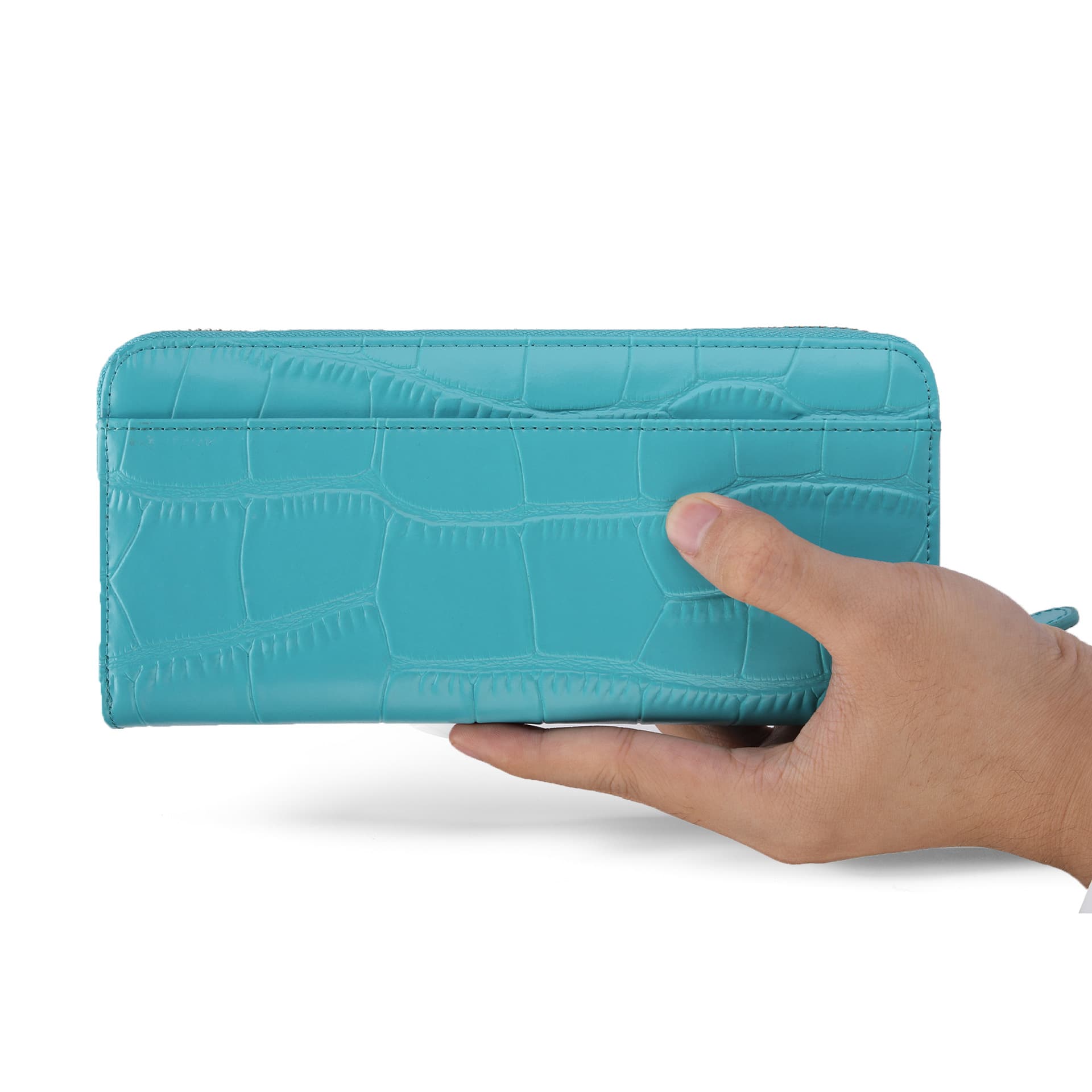 New Women's Long Wallet Crocodile Grain Clutch Wallet Fashion Trendy Retro Zipper Wallet for Women