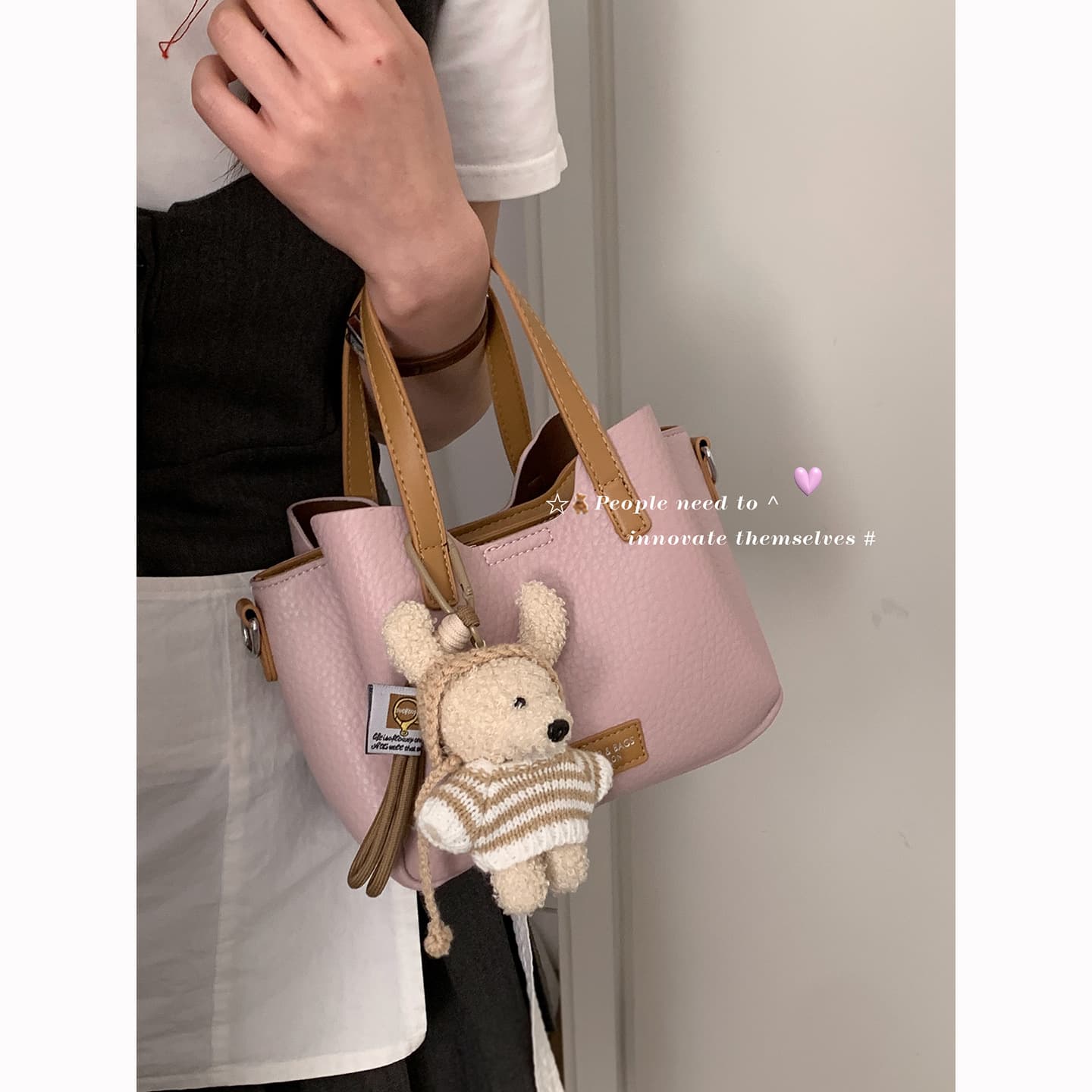 Korean Style Fashion Handbag for Women 2026 New Color-Block Bucket Bag Simple Versatile Shoulder Crossbody Bag