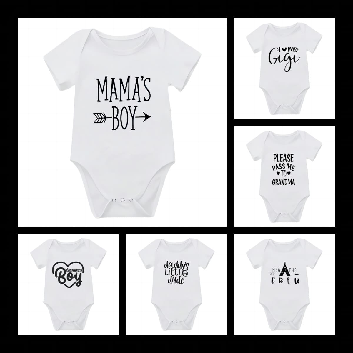 AliExpress thermal transfer printing logo summer short-sleeved baby climbing clothes baby newborn twins