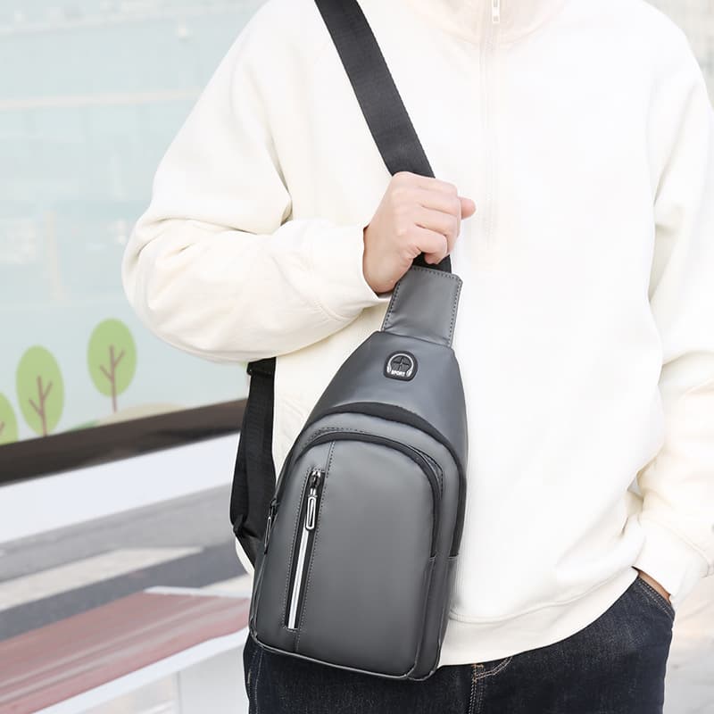 Men's Oxford Cloth Chest Bag Multi-Functional Sports Outdoor Casual Single Shoulder Backpack Crossbody Bag Durable Leisure Travel