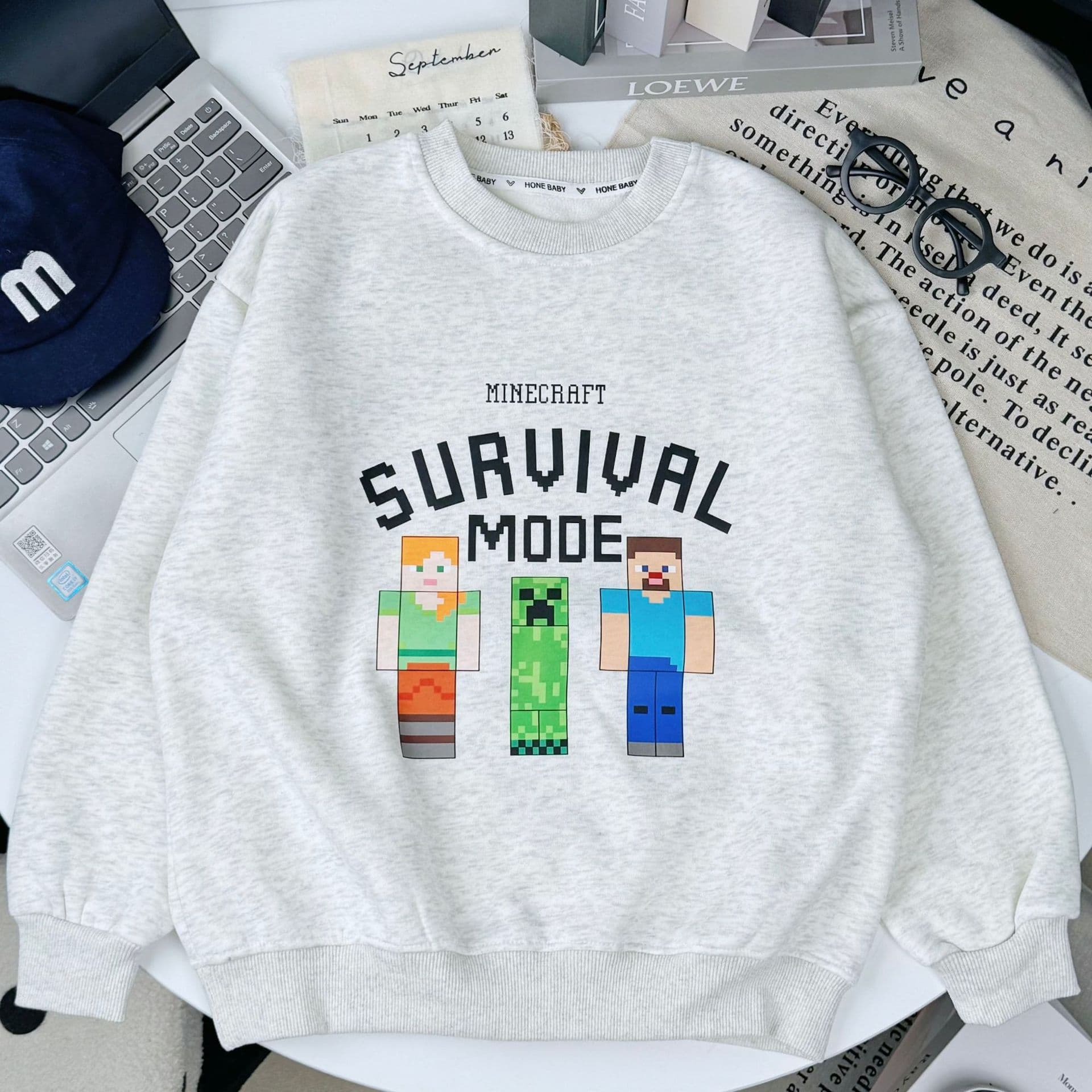 Children's fleece sweatshirt boy's minecraft top boy baby Steve thickened pullover Japanese single foreign trade children's clothing