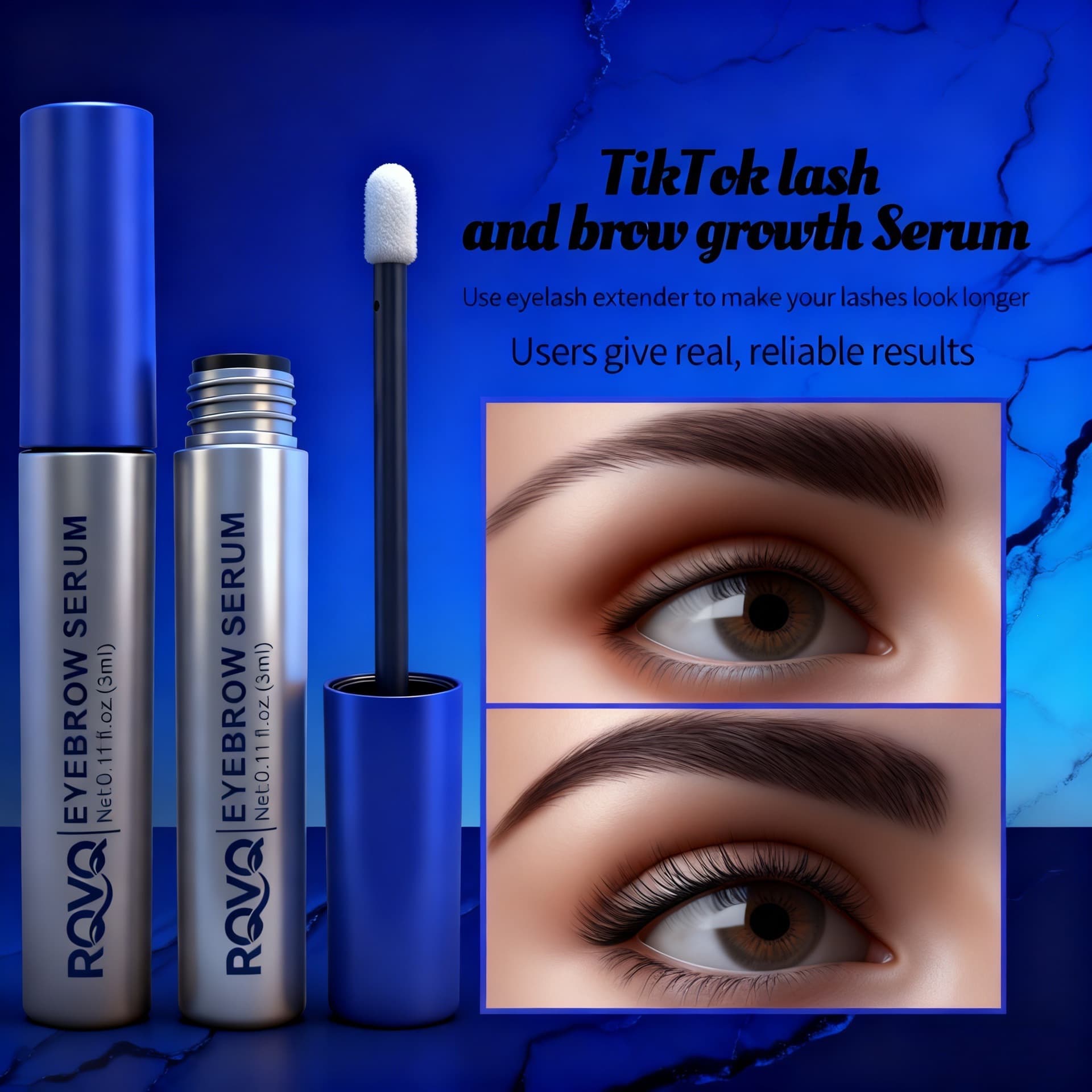 Cross-border exclusive RQVQ Eyebrow Essence, strong and moisturizing eyebrow roots, thick, black, naturally slender, foreign trade hot product