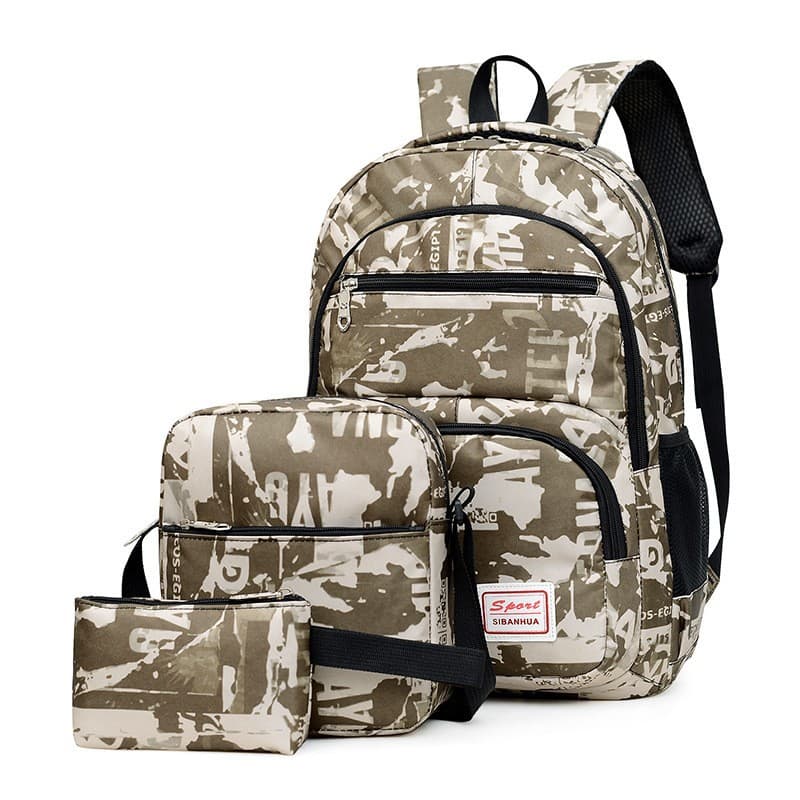 New Cross-Border Large Capacity 3-Piece Set Backpack, Trendy Student Schoolbag for Middle and High School Boys and Girls, Printed Laptop Backpack