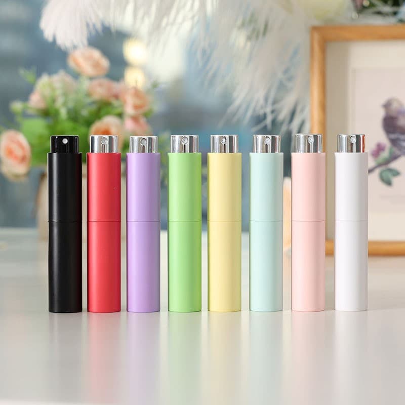 Mini 10ml Macaron Color Rotating Two-Section Perfume Bottle Empty Bottle Spray Bottle Cosmetic Sub-Bottle Sample Bottle