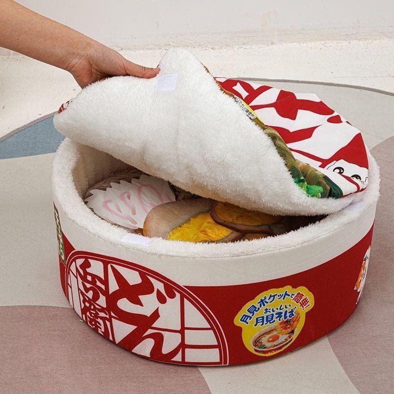Trendy Instant Noodle Cat Bed Blue Cat Autumn Winter Dog Bed Warm Enclosed Cat Sleeping Pet Nest