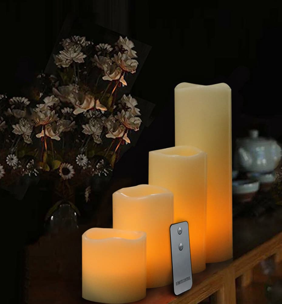 Foreign Trade 4-Piece Set Wave Mini Simulation Electronic Candles LED Wax Candle Gift Set Ordinary Yellow Flash