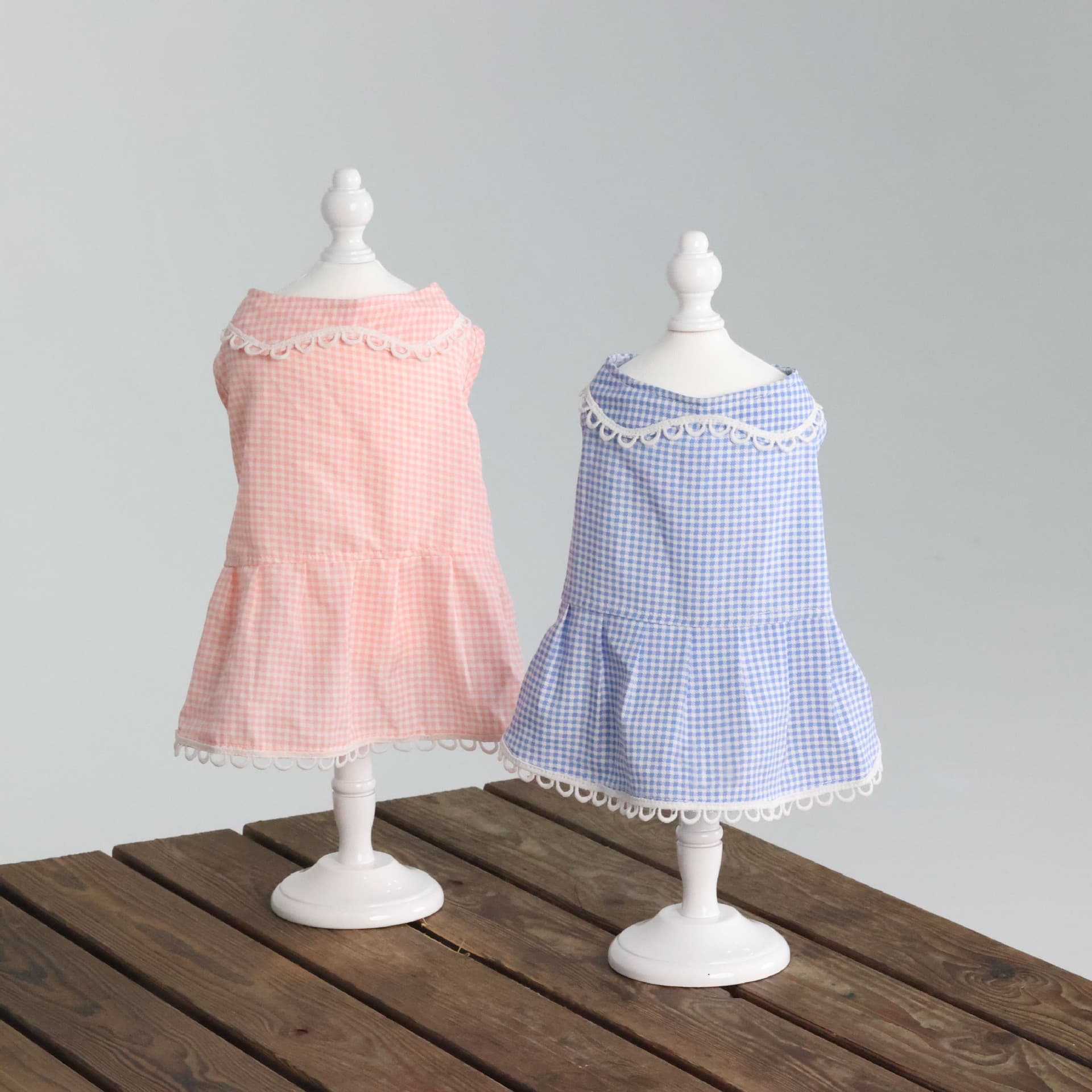 New Dog Clothes Polyester Lace Summer Intarsia Blue Dress Spring and Summer Size Dog Clothing
