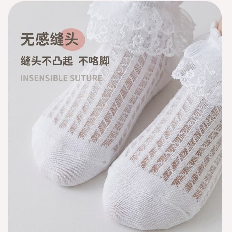 Girls' Socks Kids Lace Socks Summer Thin Mesh Breathable White Dance Socks Princess Spring Autumn Girls Cotton Socks