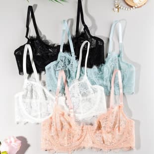 Cross-Border Hot Selling Temu Amazon Lace Bra with Steel Ring, Adjustable Straps, Factory Direct, Breathable, Slimming