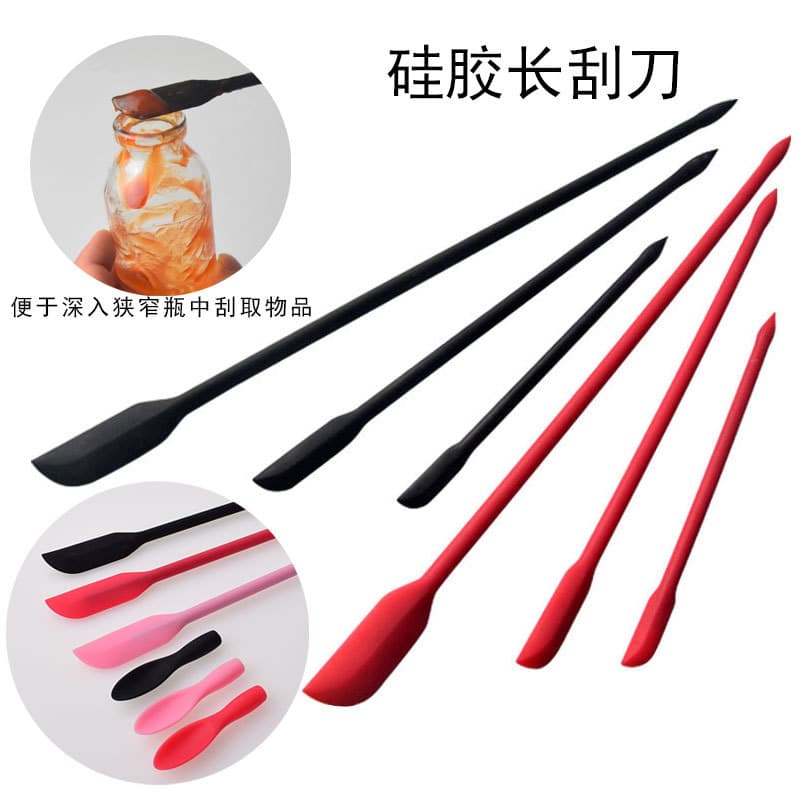Silicone Mini Small Pointed Spatula Avocado Jam Scraper Cosmetic Cooking Bottle Jar Inner Wall Long Spatula Heat Resistant