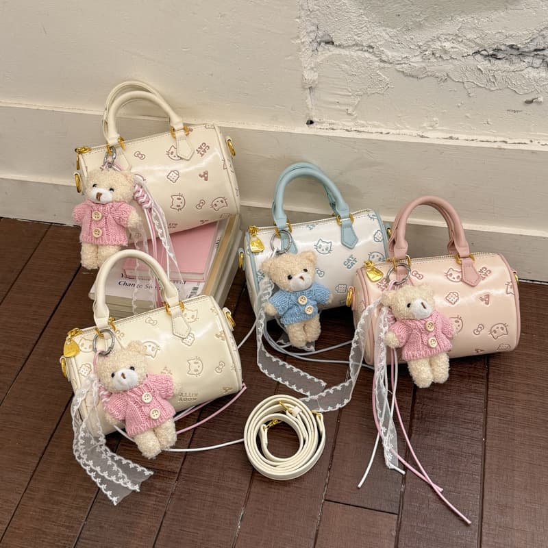 Cross-border New Korean Style Small Embossed Cat Handbag, Fashionable Women's and Kids' Celebrity Pillow Crossbody Bag