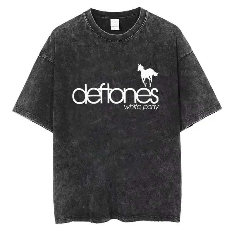 Cross-border Europe and America trendy hot-selling Defe white rock music men's t-shirt retro pure cotton short sleeve t-shirt for men