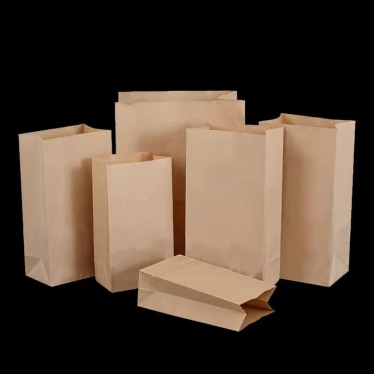 Kraft Paper Handbag Eco-Friendly Packaging Bag for Food Square Bottom Bag with Logo Printing Suitable for Amazon European And North American Markets