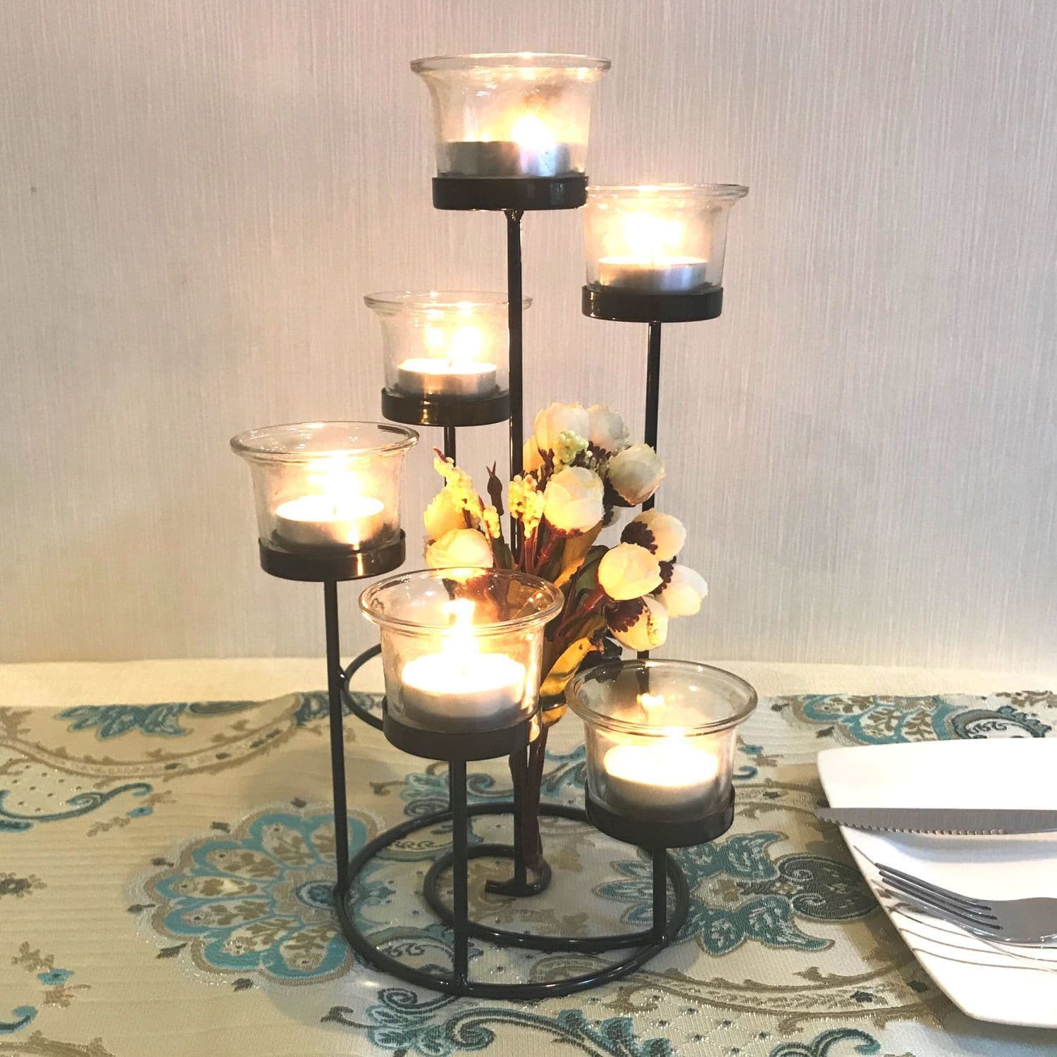Nordic iron candle holder light luxury ins romantic candlelight dinner wedding birthday western food decorations home accessories