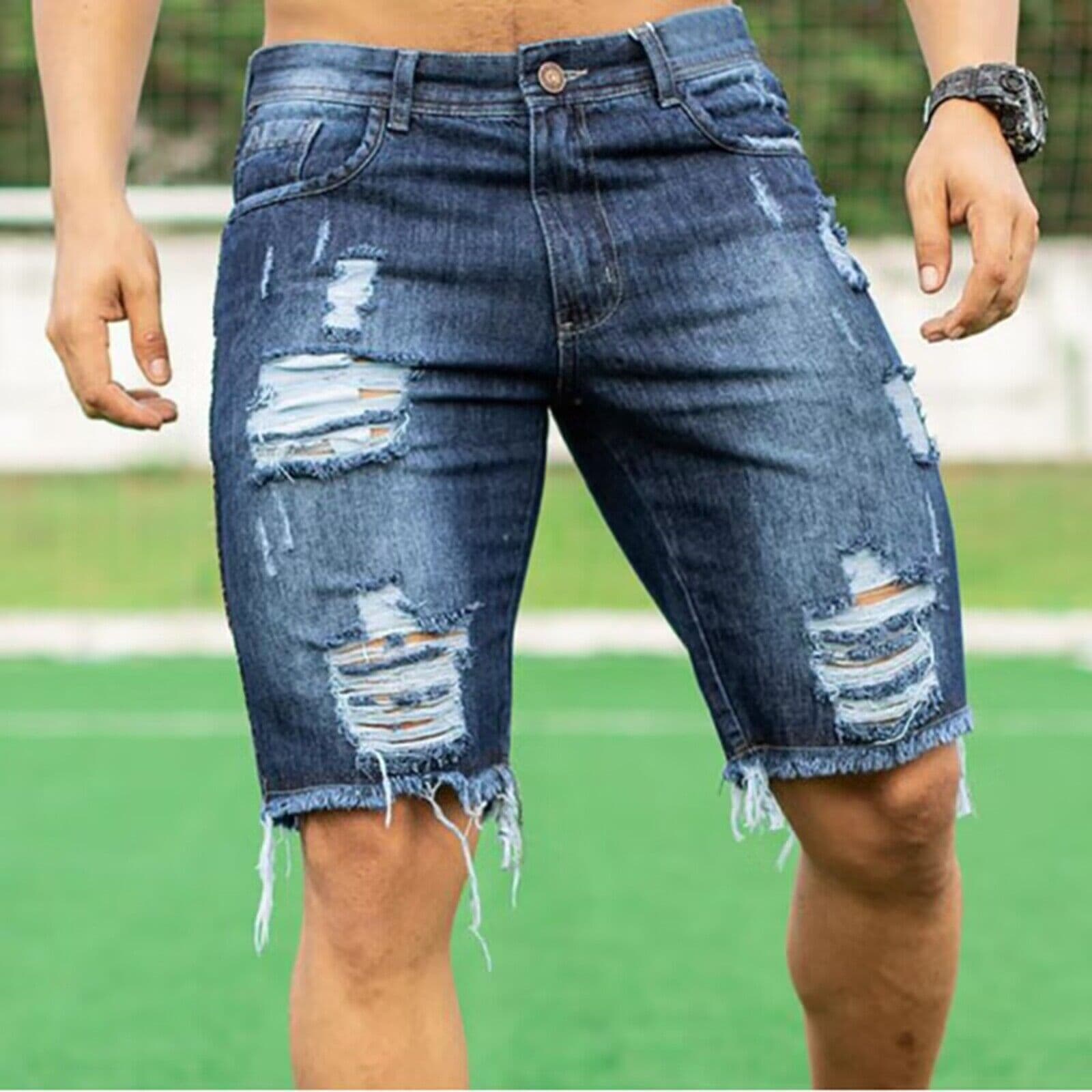 Cross-border Europe and US factory direct sales drop shipping slim fashion jeans men's shorts