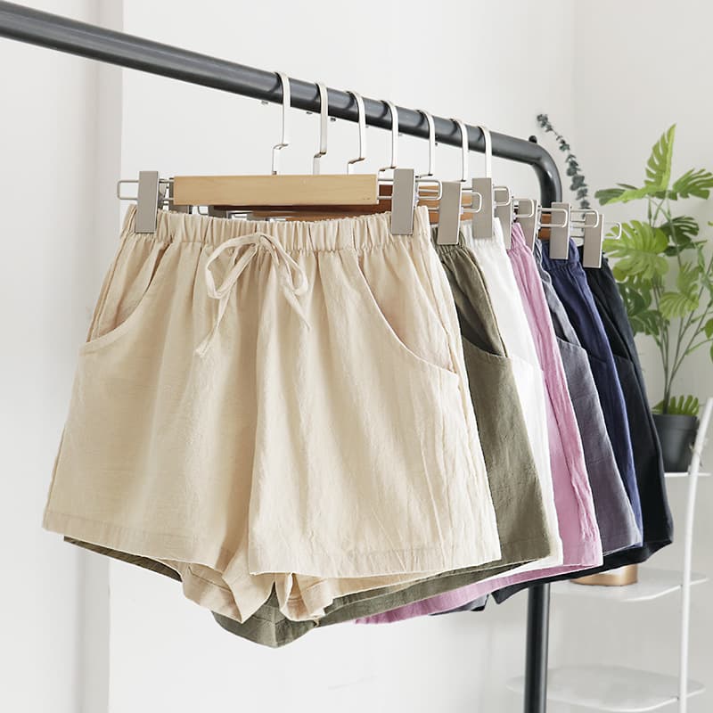 Linen Cotton Casual Shorts for Women Plus Size Wide Leg Home Beach Hot Pants Summer Loose Casual Sports Shorts