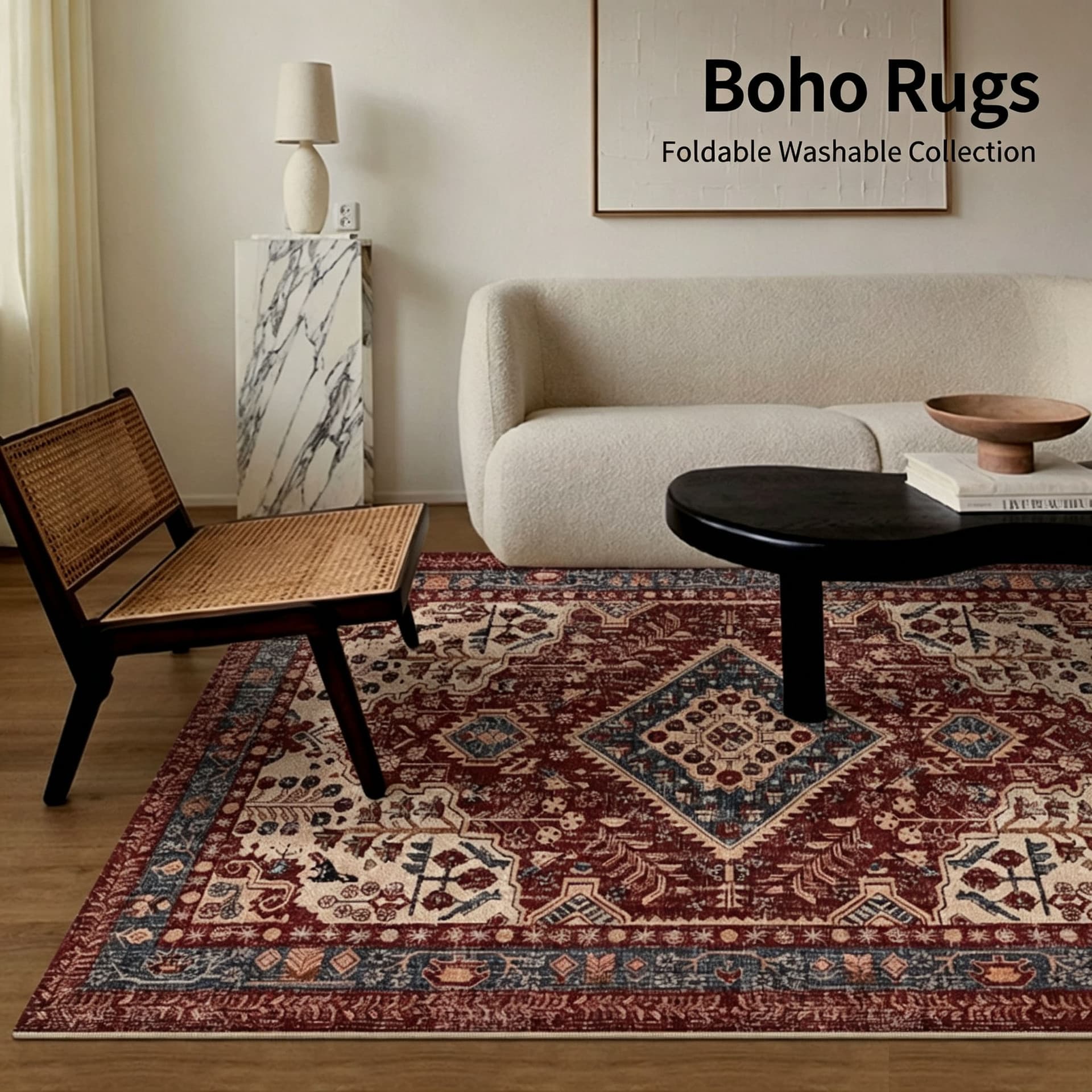 Cross-border Factory Bohemian Foldable Washable Faux Cashmere Living Room Rug Ethnic Style Bedroom Blanket