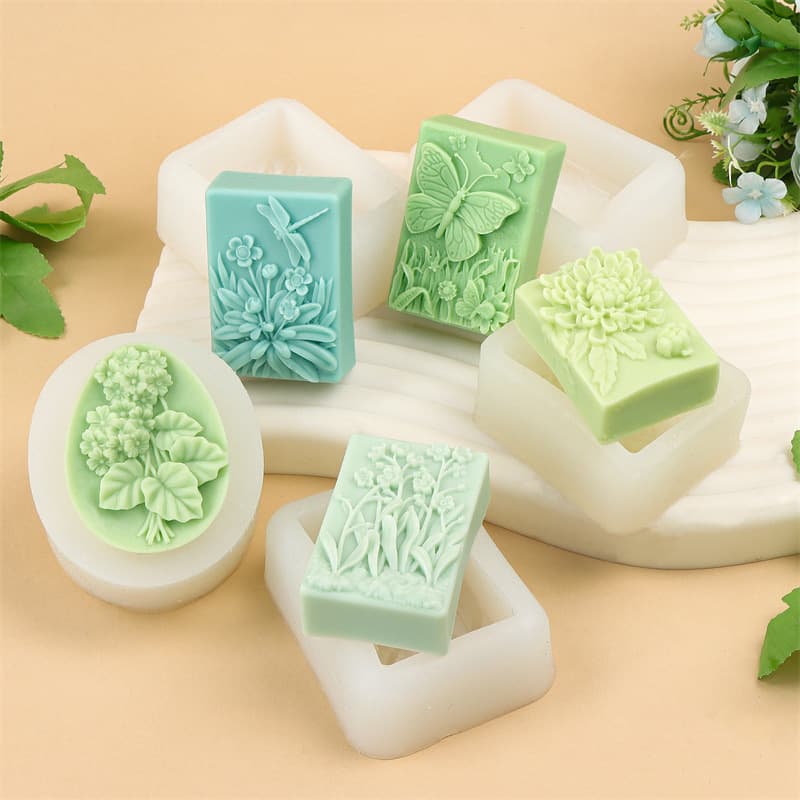 Butterfly Dragonfly Flower Silicone Soap Mold DIY Embossed Orchid Aromatherapy Candle Plaster Diffuser Handmade Soap Mold