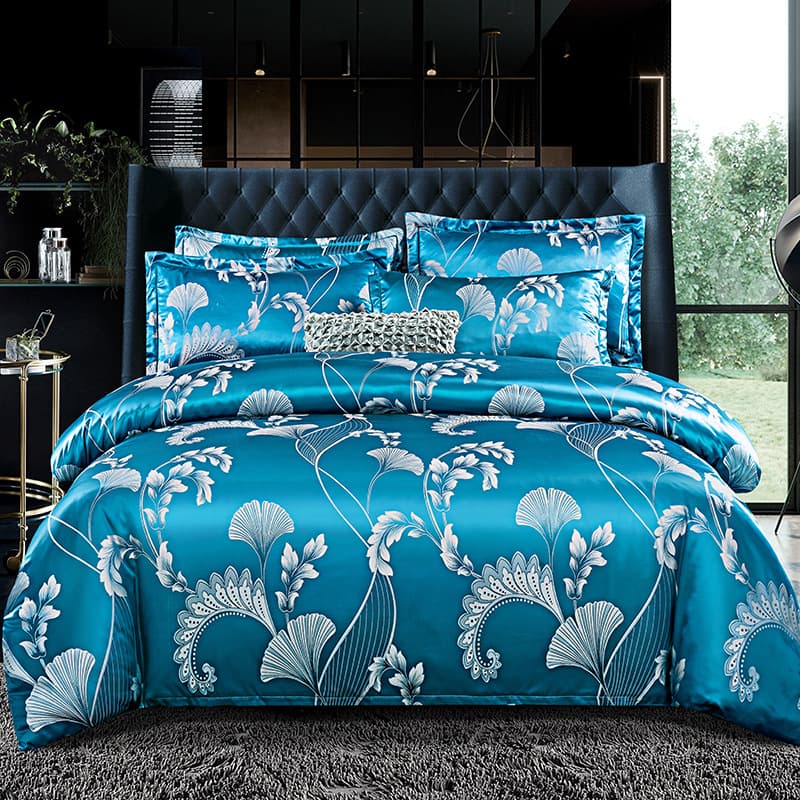 Cross-border trade European-style luxury jacquard 4-piece bedding set, Taiwan-style fitted sheet, flat sheet, duvet cover, single duvet cover, factory wholesale