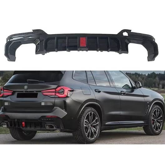 For BMW X3 G01 Rear Diffuser Gloss Black 2021 Model with Light and Tailpipe Trim Lip Small Body Kit