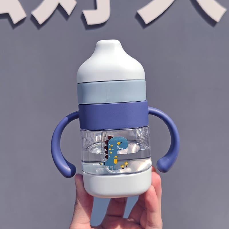 Baby Water Cup Toddler Sippy Cup with Duckbill Straw, Dual Handles, Anti-Choke and Drop-Proof Bottle for Milk Feeding