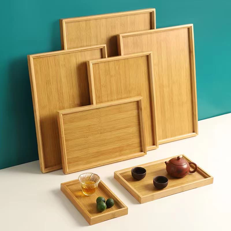 Bamboo Tea Tray Home Minimalist Tea Tray Rectangular Wooden Tray for Fruits and Bread New Chinese Style Noodle Plate