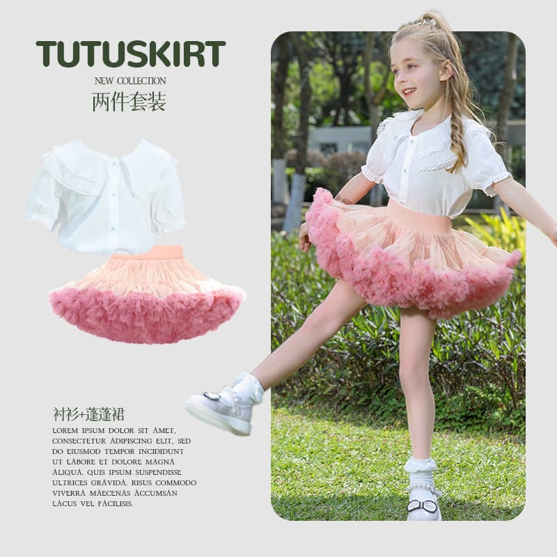 Genuine Tutu Skirt Princess Half Skirt Tulle Cake Skirt Girls Puffy Skirt Tutu Skirt Baby Top Set