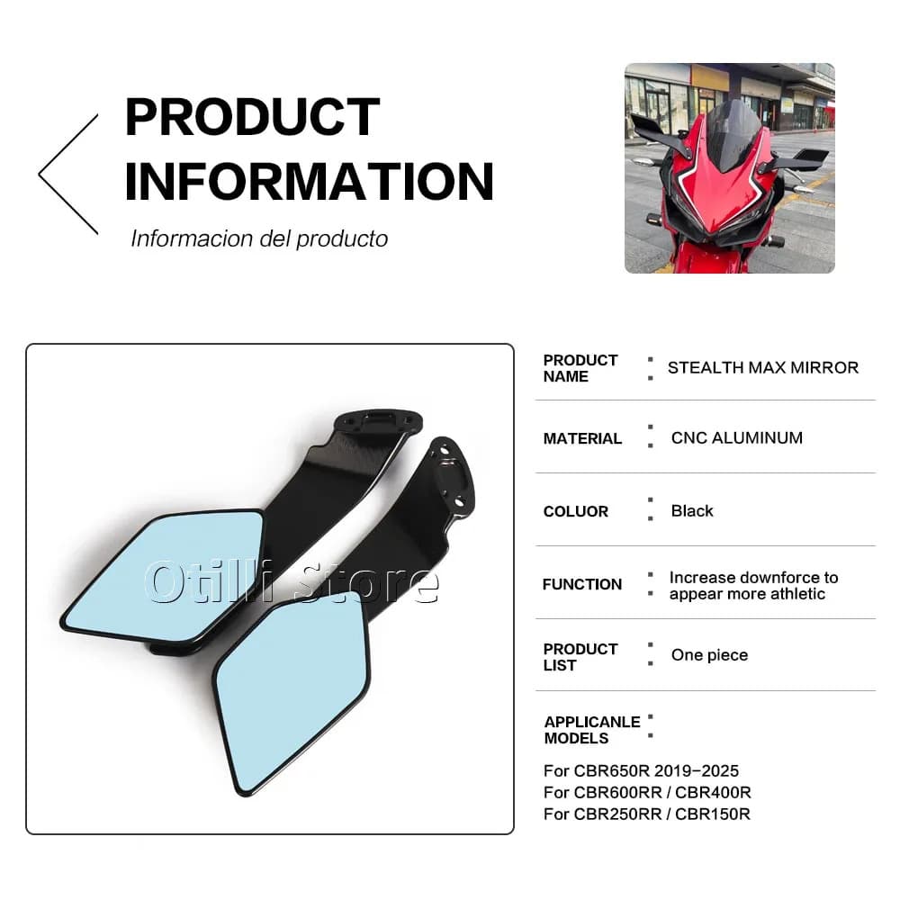 Honda CBR650R 2019-2025 second generation fixed wing rearview mirror motorcycle modification accessories cross-border