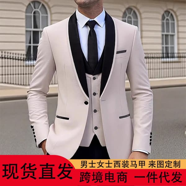 Cross-Border New Men's Suits, Factory Direct Sales, Men's Notch Lapel Short-Sleeve Suits, Cross-Border Large Sizes, In-Stock Clearance