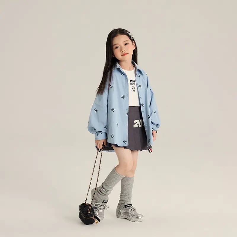 Girls Shirt Spring Autumn 2026 New Fashionable Casual Blouse Children Spring Jacket Trendy