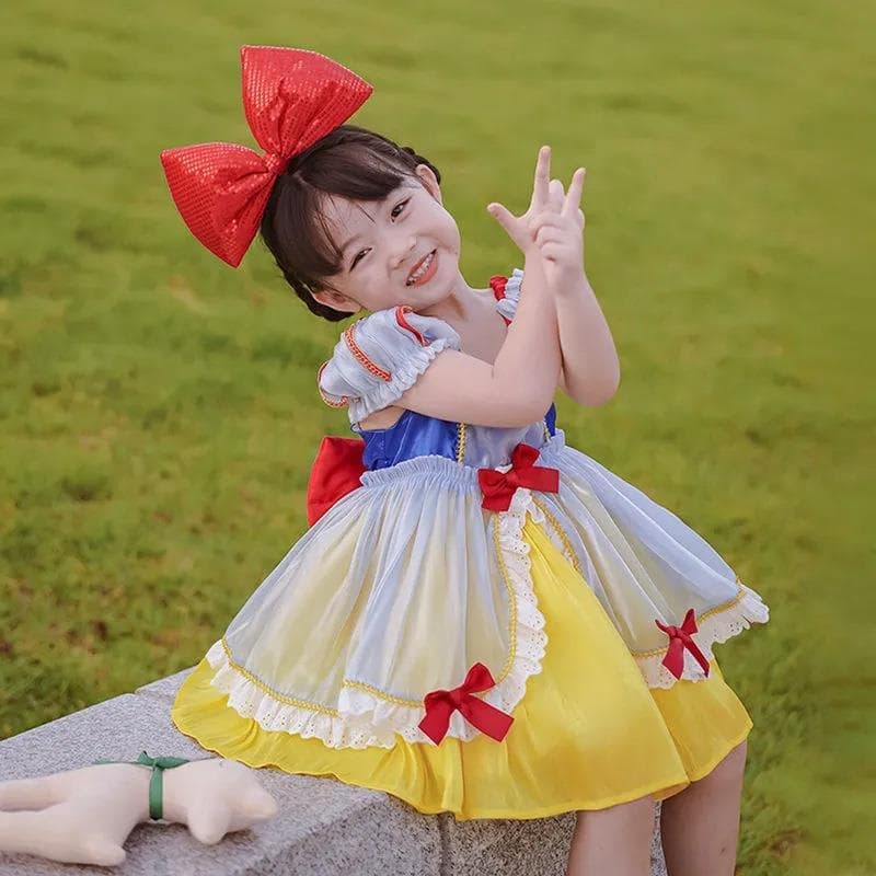 Summer Girls Dress 2023 New Short Sleeve Snow White Lolita Dress One-Year-Old Girl Dress