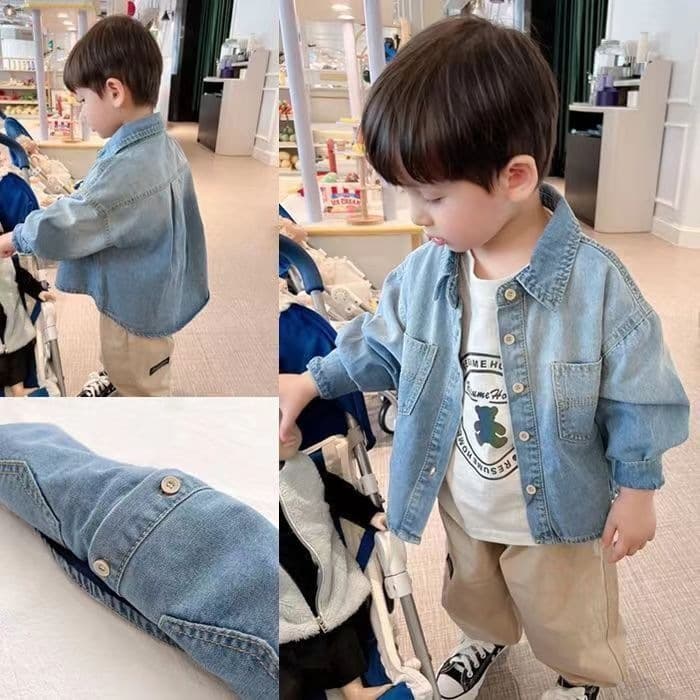 Boys' Long Sleeve Shirt Spring Autumn Denim Jacket Kids' Cardigan Baby Boy Versatile Denim Top Fashion