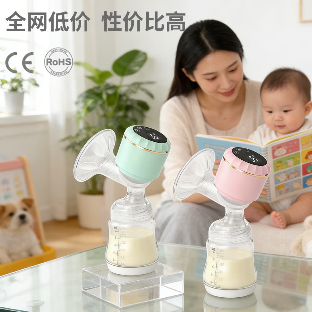 Factory Hot Sale Silicone 180ml Electric Breast Pump with Bottle, New Model for Cross-Border Breastfeeding Pump