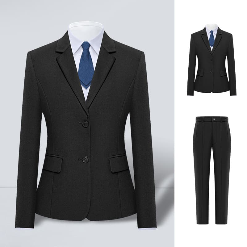 Professional Women's Suit Black Double-Breasted Formal Workwear Elegant Interview Outfit Long Pants Set Female Fashion