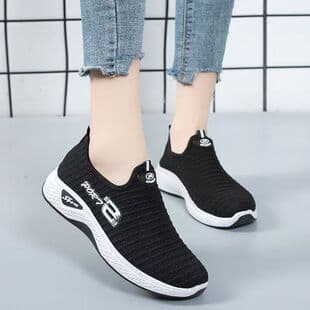 New knitted women's sneakers, soft sole, non-slip, breathable, suitable for dancing and daily wear, dropshipping for cross-border e-commerce