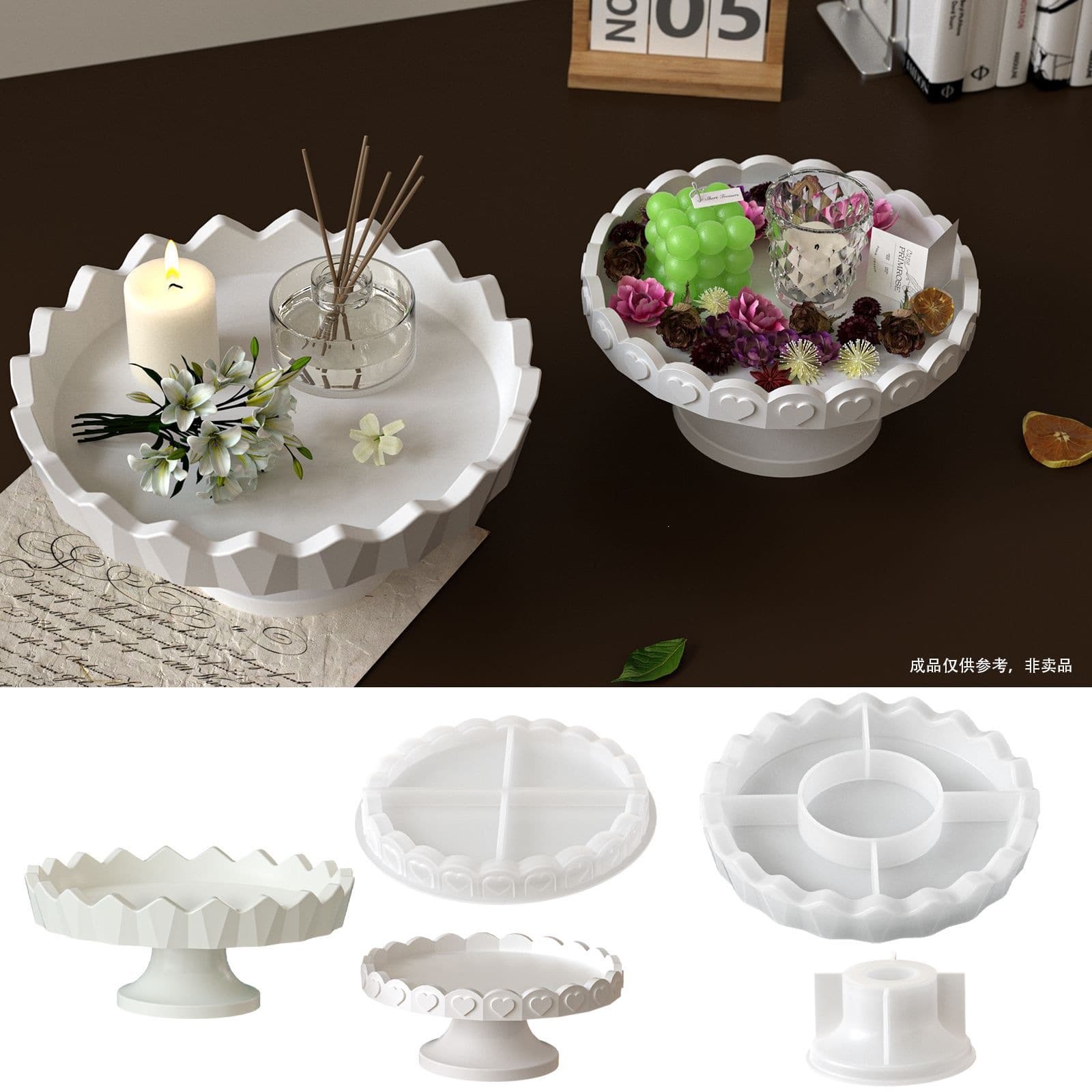 ins wind wave love lace tray silicone mold DIY aromatherapy plaster high plate storage tray mold