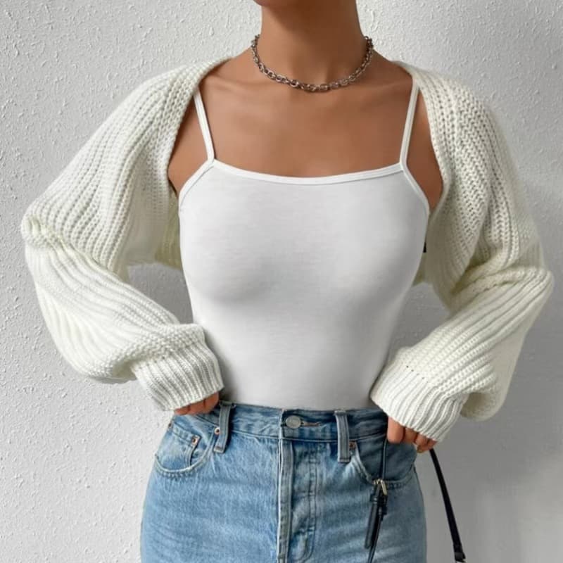 In Stock Cross-Border Amazon Europe and US Short Cardigan Sweater for Women, Loose Fit Sexy Open-Front Knit Top for Spring and Autumn
