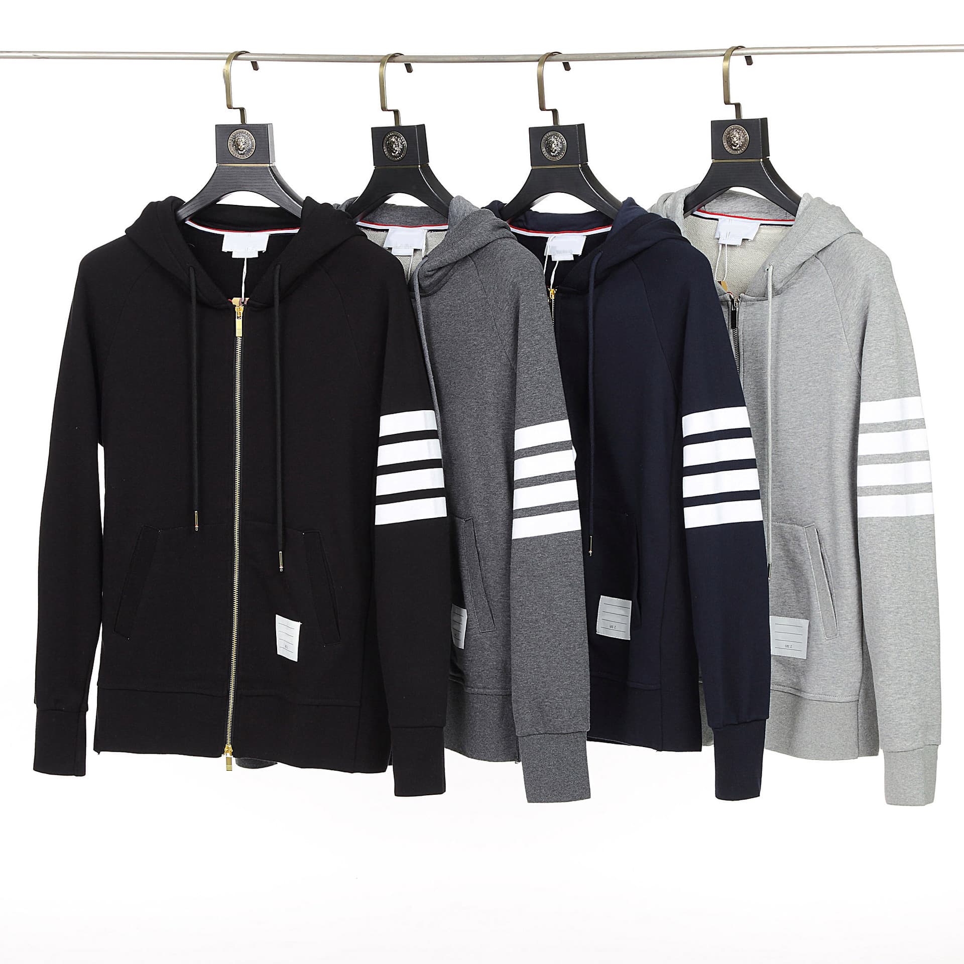 4-strap Tb Browin Color-woven Coat Unisex Zipper Hat Shirt Military Style Cotton Fabric Casual Korean Style