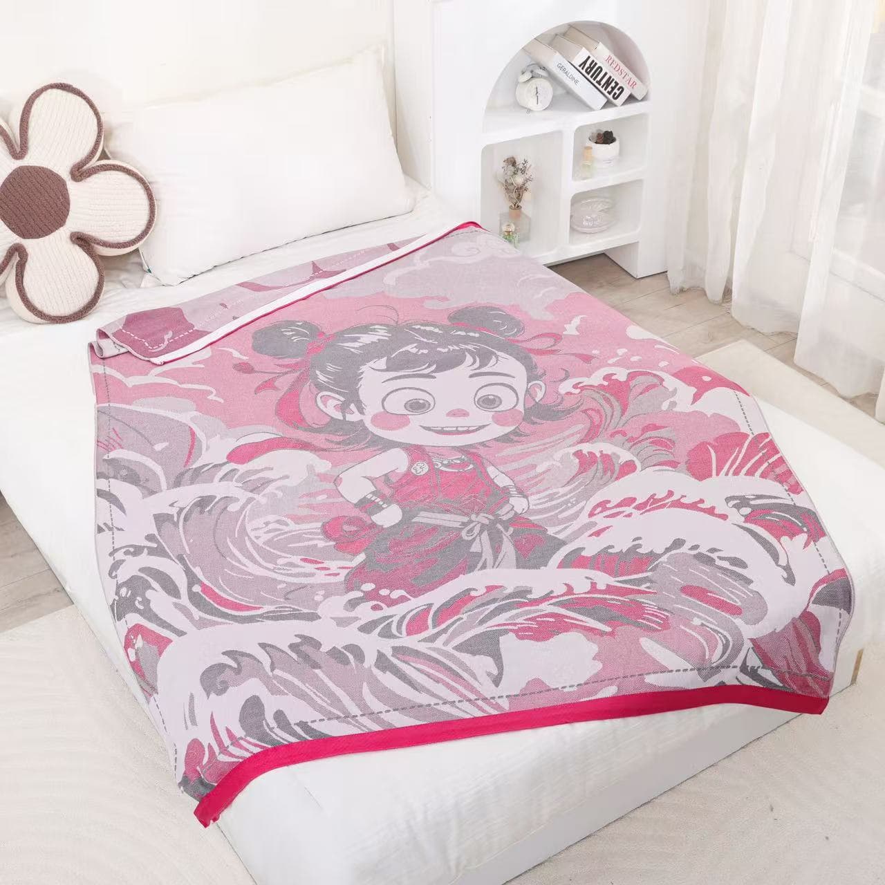 Summer cooling blanket, double-layer bamboo fiber, soft and skin-friendly, air-conditioned quilt, towel, ice silk, cool nap blanket
